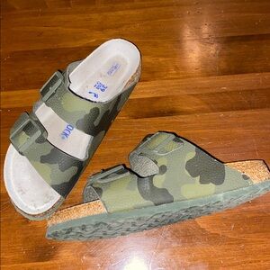 Birkenstock Women’s Green Camouflage Sandals